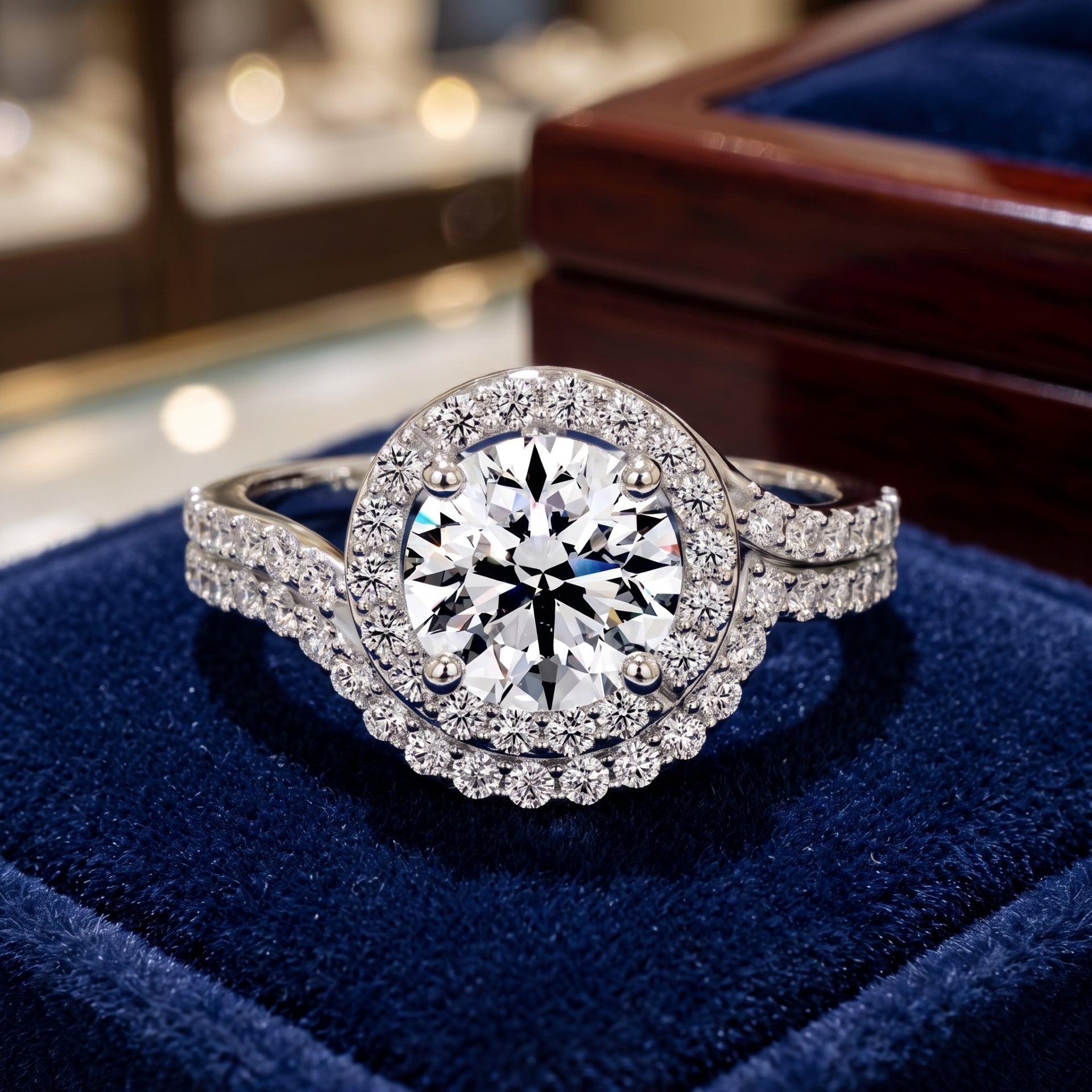 Queen’s Halo Solitaire Lab Grown Diamond Ring