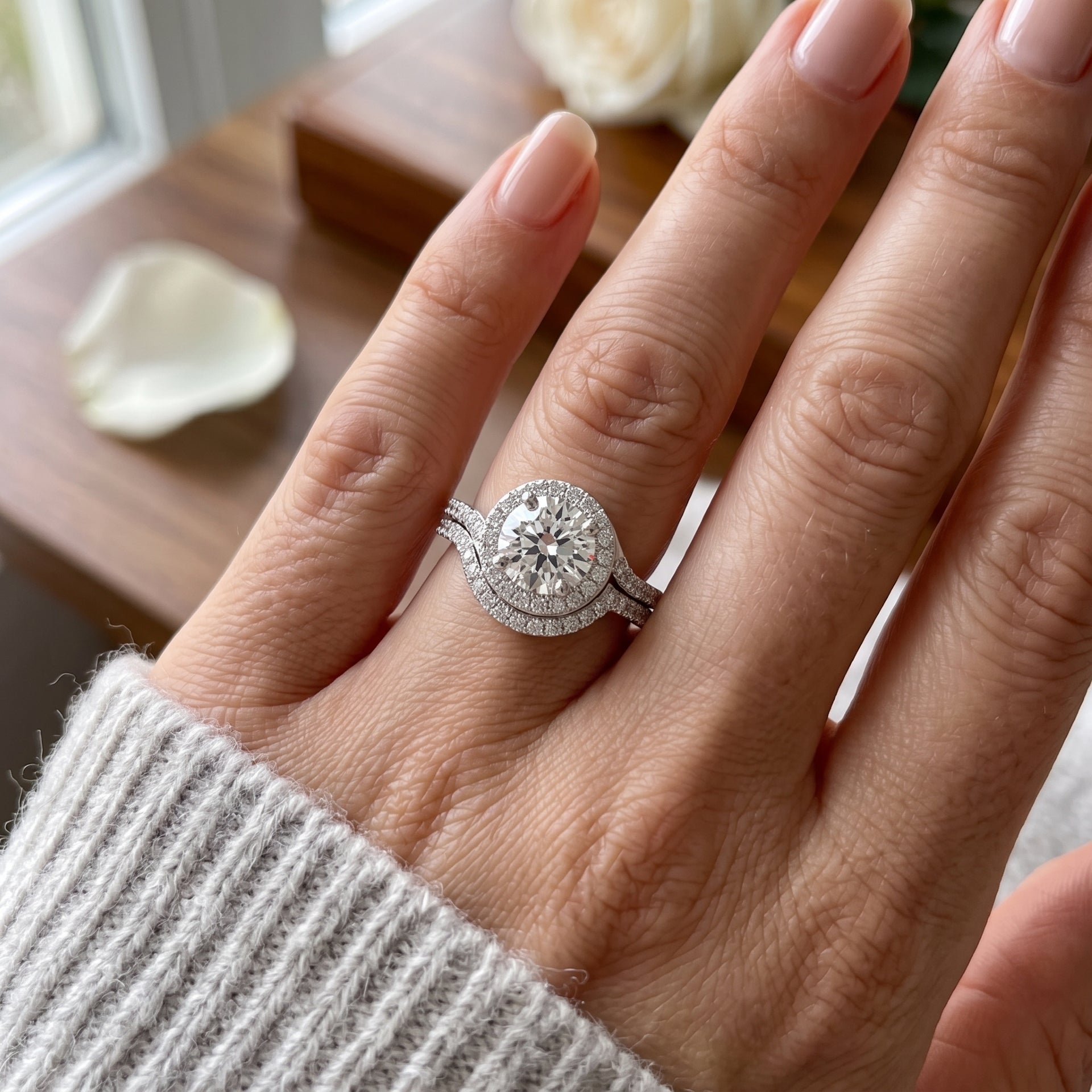 Queen’s Halo Solitaire Lab Grown Diamond Ring