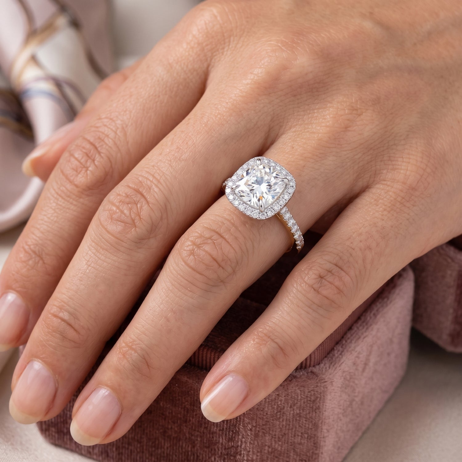 Serene Cushion Solitaire Lab Grown Diamond Ring