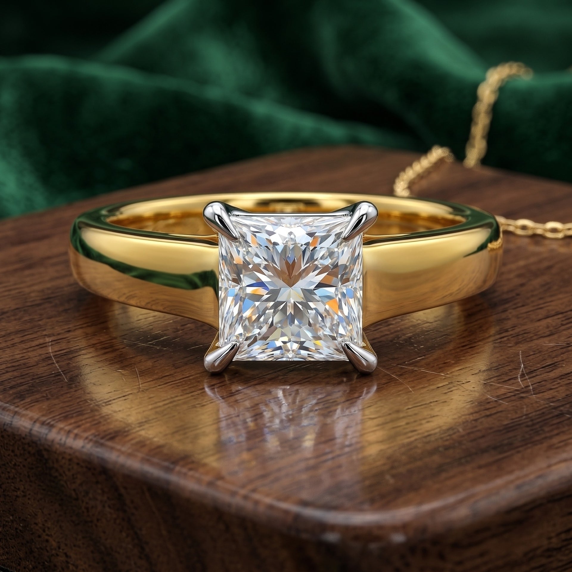 Sunlit Cube Solitaire Lab Grown Diamond Ring
