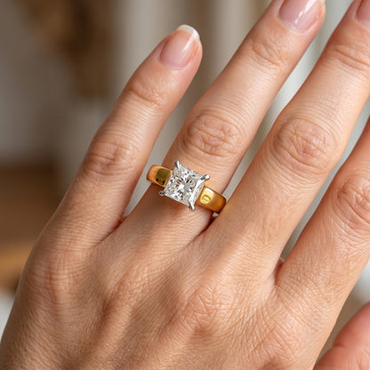 Sunlit Cube Solitaire Lab Grown Diamond Ring