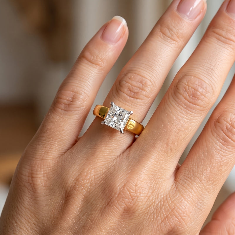 Sunlit Cube Solitaire Lab Grown Diamond Ring
