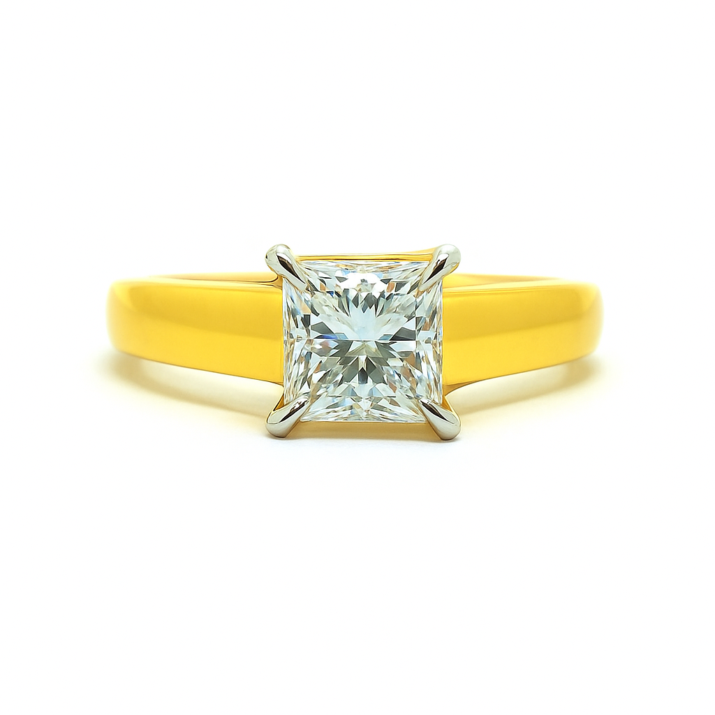 Sunlit Cube Solitaire Lab Grown Diamond Ring