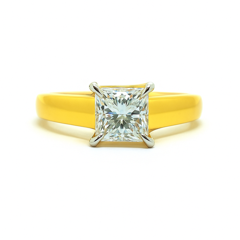 Sunlit Cube Solitaire Lab Grown Diamond Ring