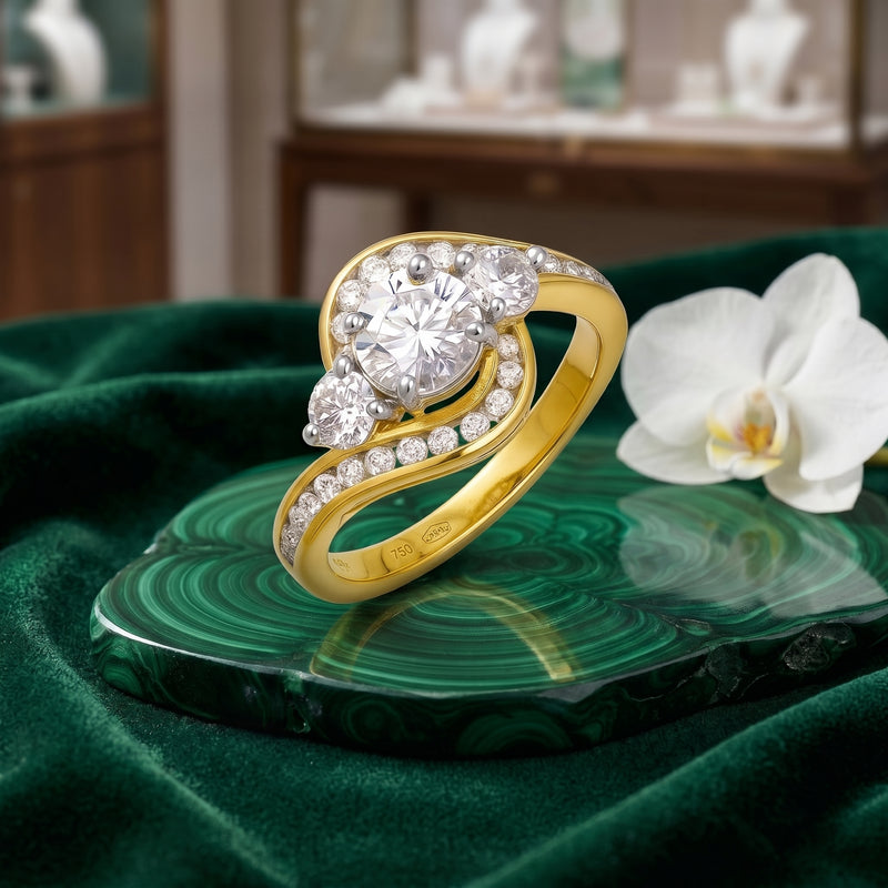 Golden Whirl Solitaire Lab Grown Diamond Ring