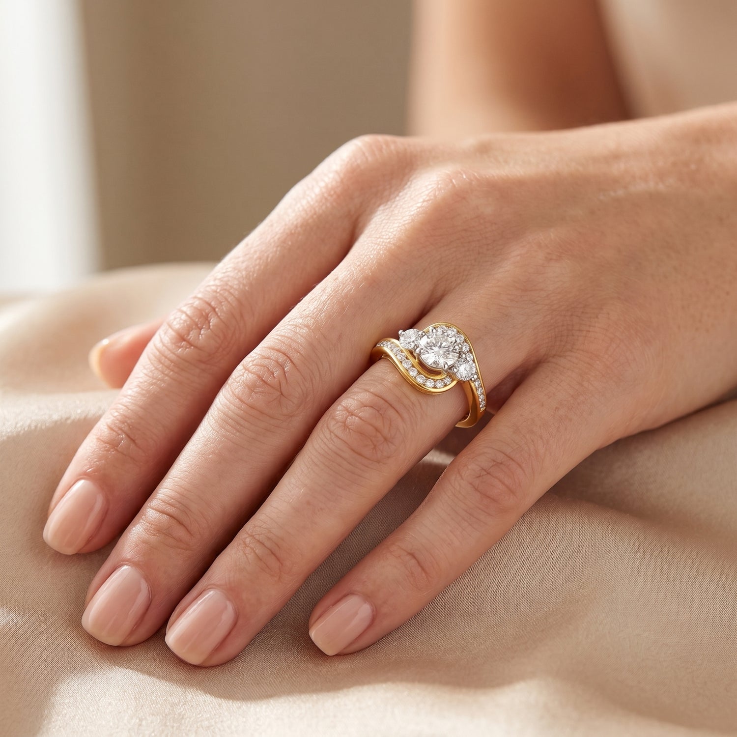 Golden Whirl Solitaire Lab Grown Diamond Ring