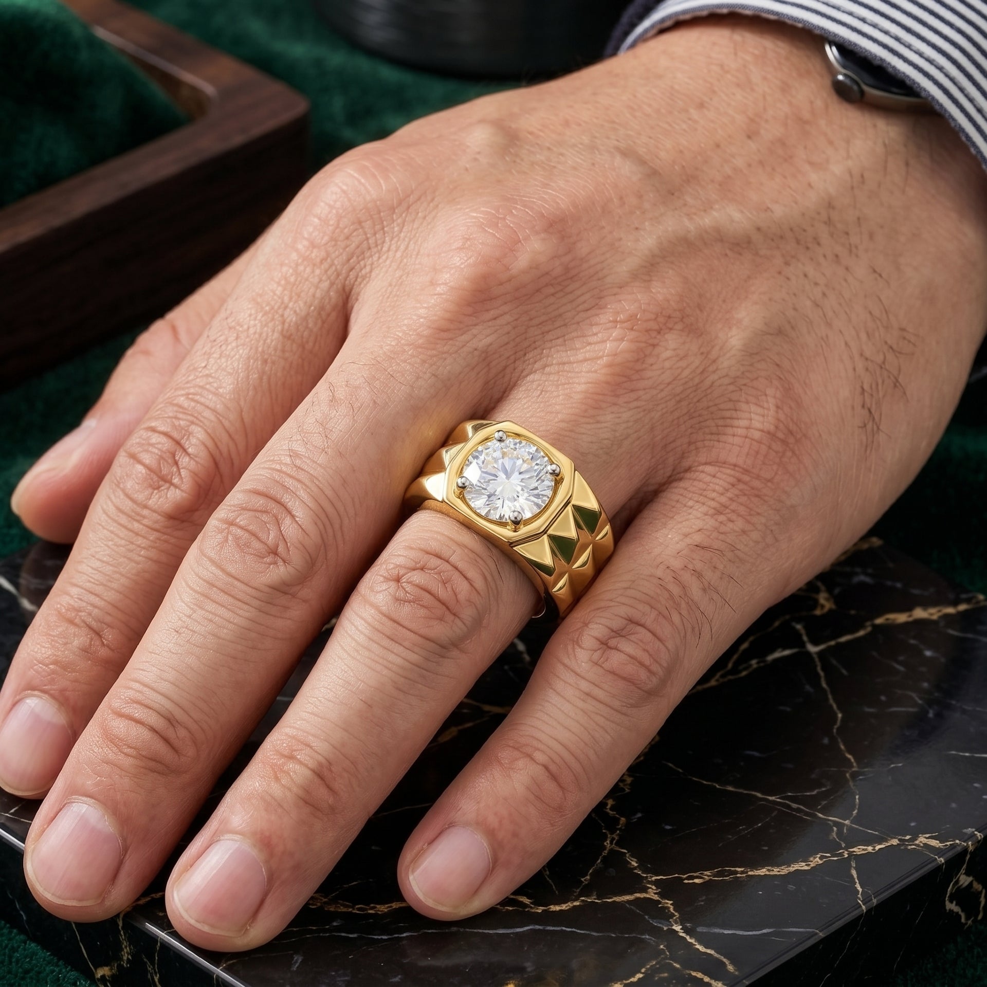 Heritage Gridlock Solitaire Lab Grown Diamond Ring