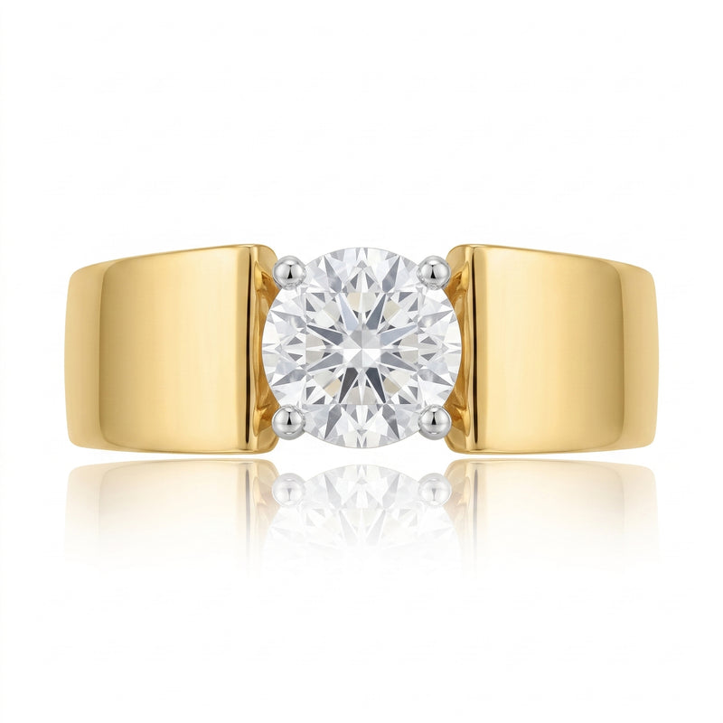 Noble Plain Statement Solitaire Lab Grown Diamond Ring
