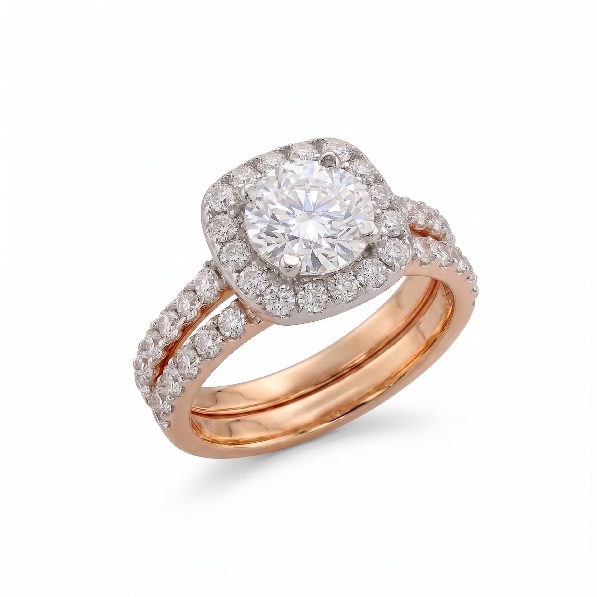 TwinHalo Grandeur Solitaire Lab Grown Diamond Ring