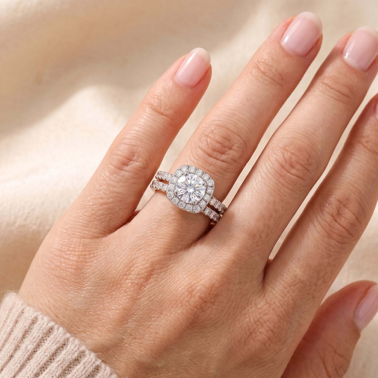 TwinHalo Grandeur Solitaire Lab Grown Diamond Ring