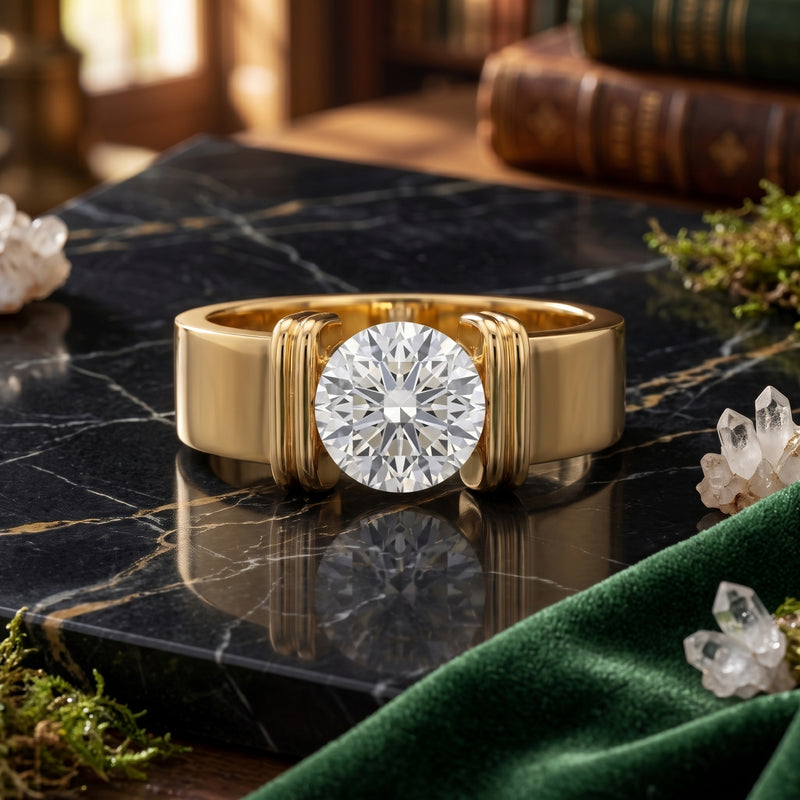 Goldline Axis Solitaire Lab Grown Diamond Ring