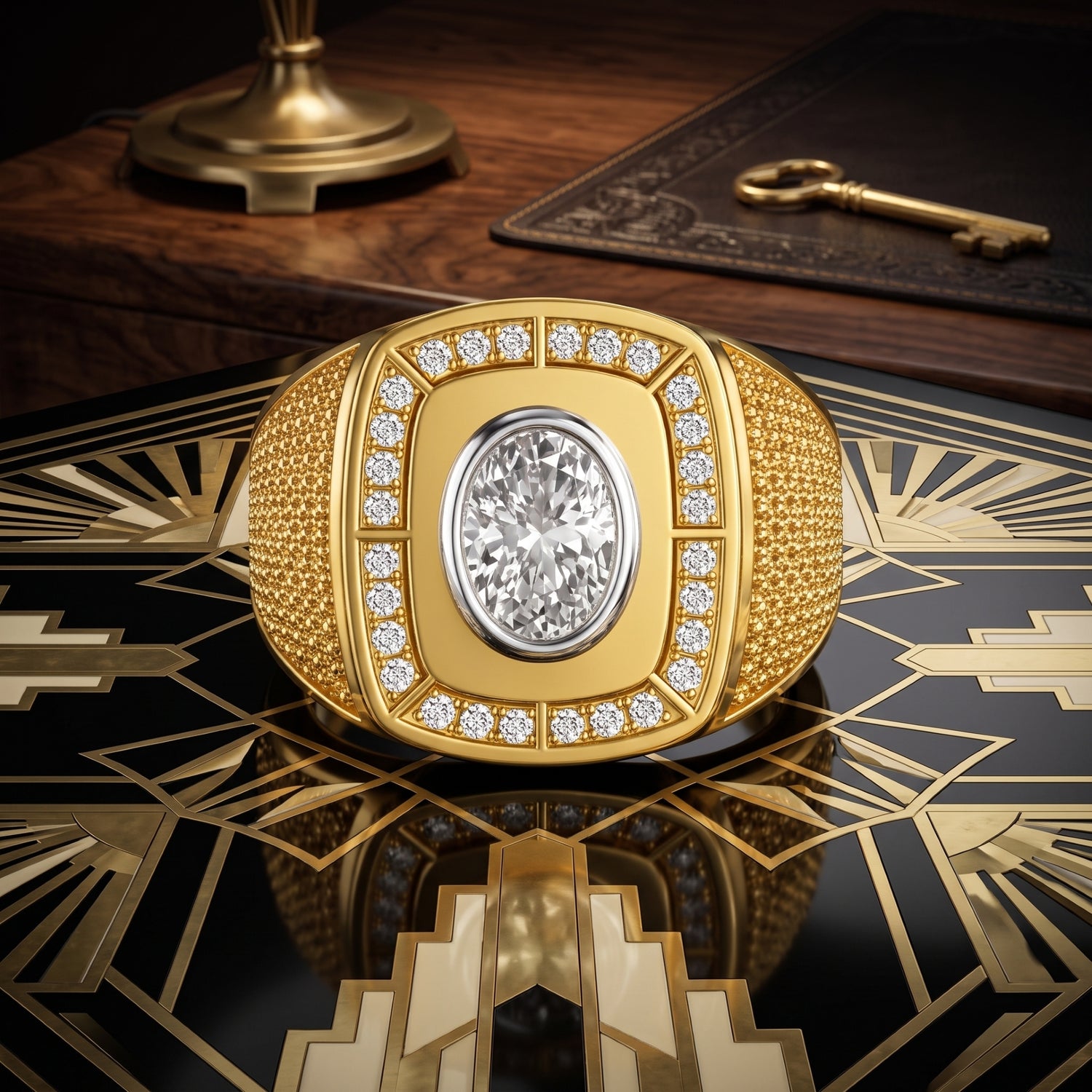 Golden Tapestry Solitaire Lab Grown Diamond Ring