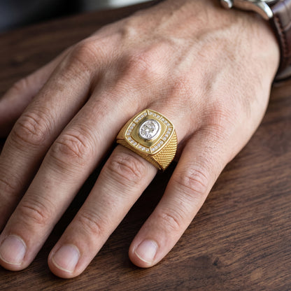 Golden Tapestry Solitaire Lab Grown Diamond Ring