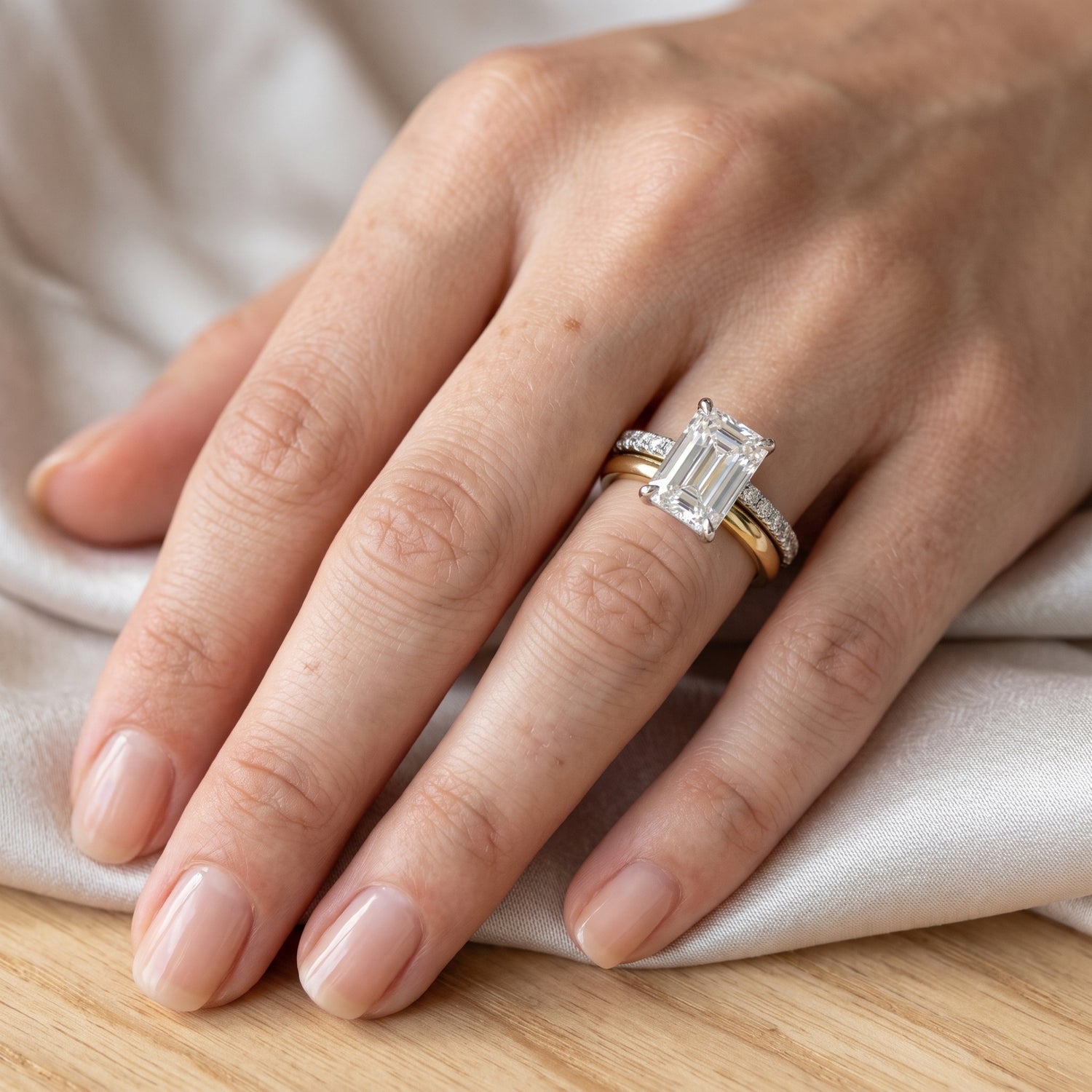 Emerald Prism Solitaire Lab Grown Diamond Ring