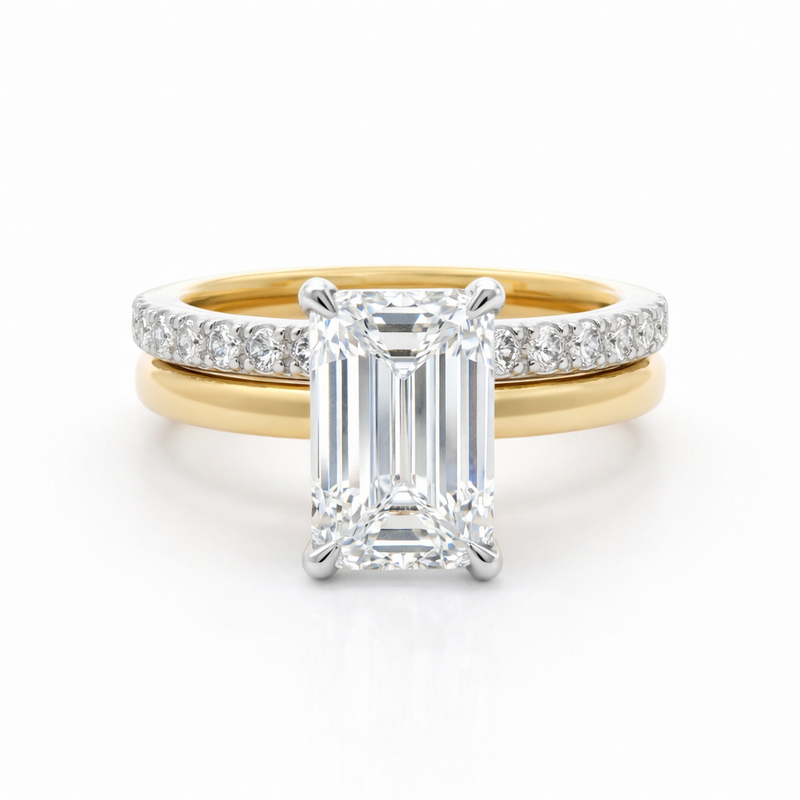 Emerald Prism Solitaire Lab Grown Diamond Ring