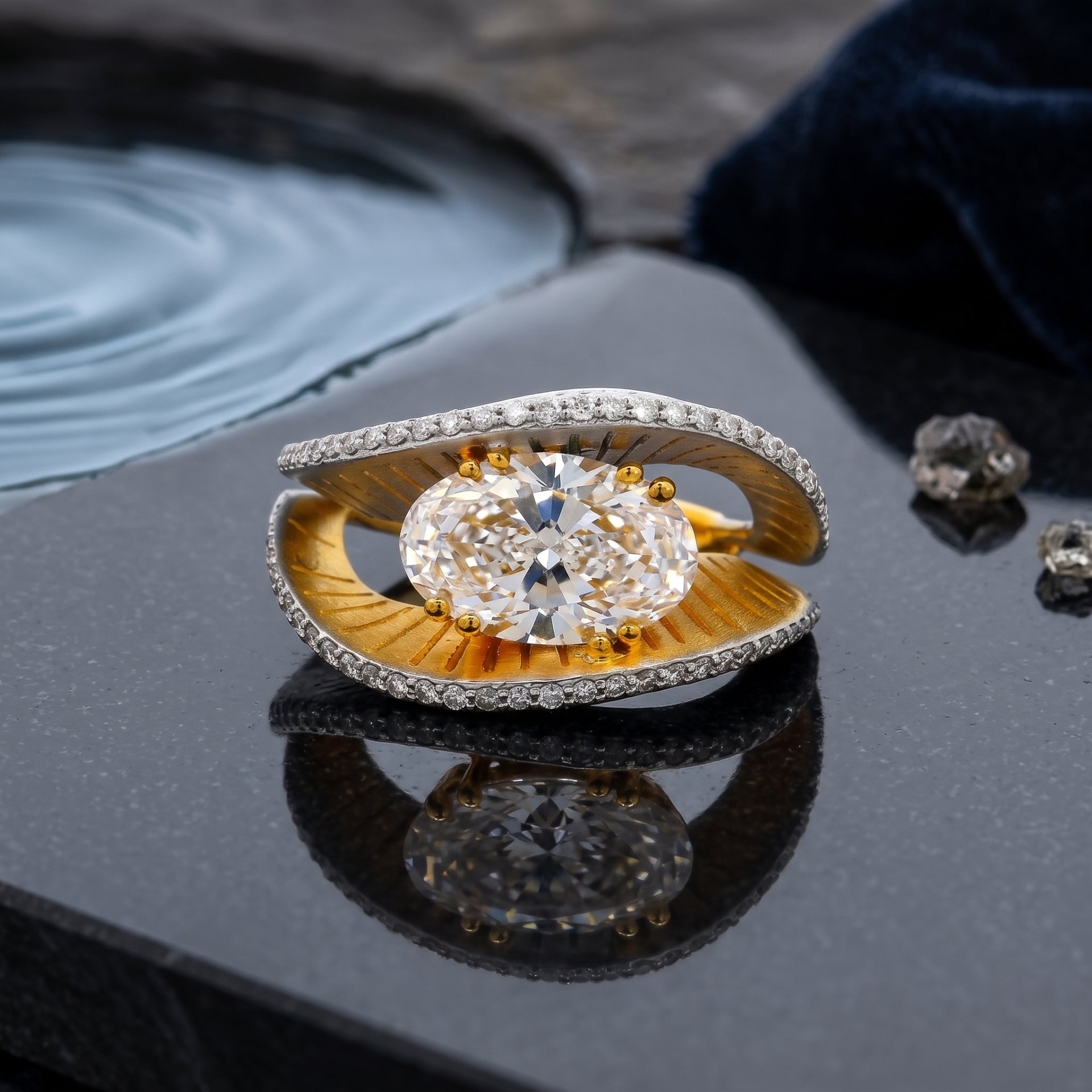 Oceanic Crest Solitaire Lab Grown Diamond Ring