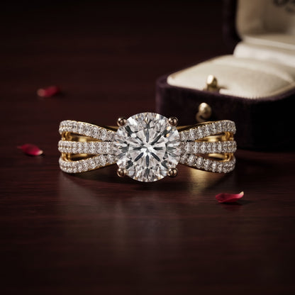 Triple Wave Solitaire Lab Grown Diamond Ring