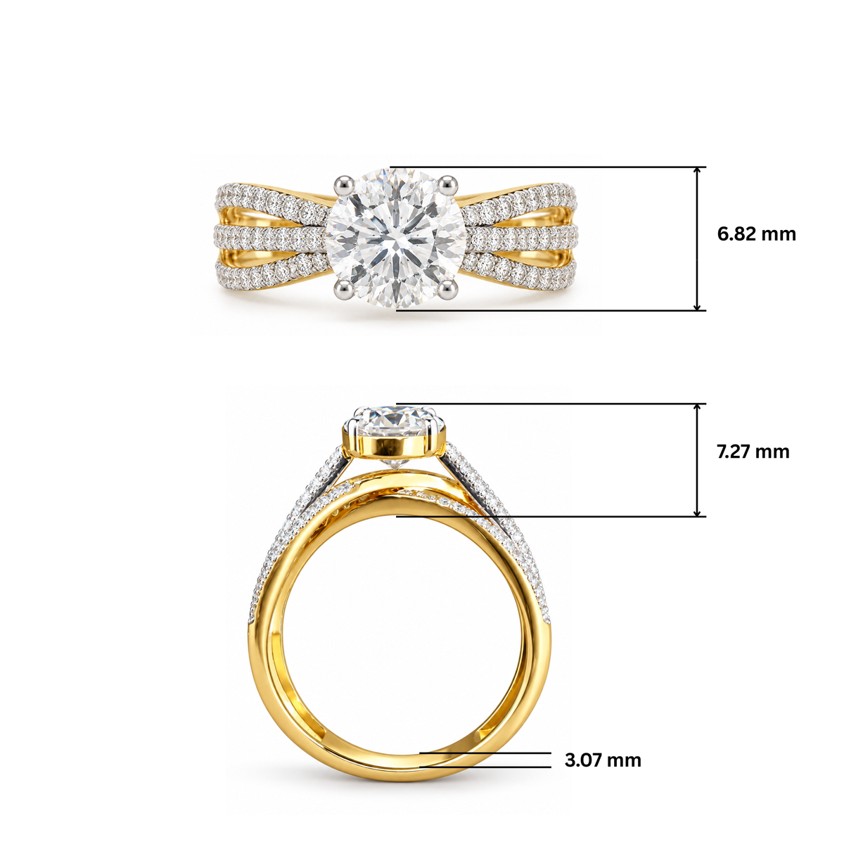 Triple Wave Solitaire Lab Grown Diamond Ring