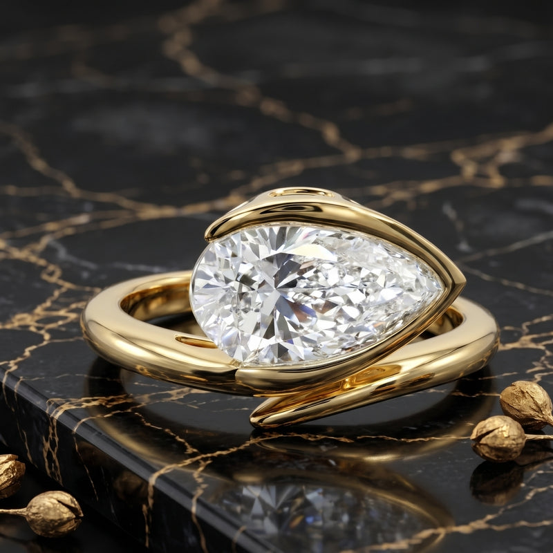Liquid Pear Solitaire Lab Grown Diamond Ring