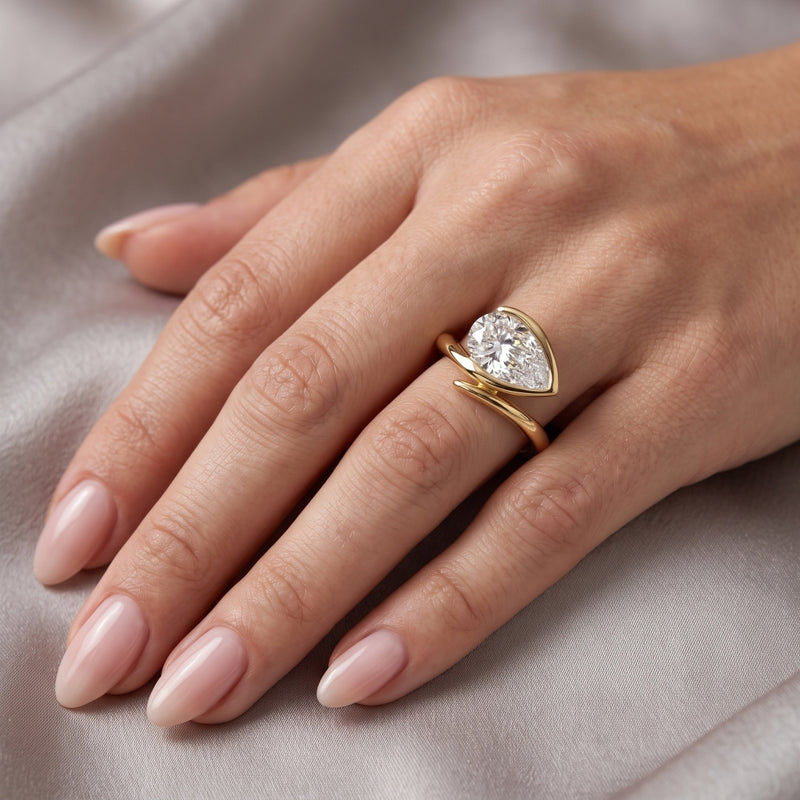 Liquid Pear Solitaire Lab Grown Diamond Ring