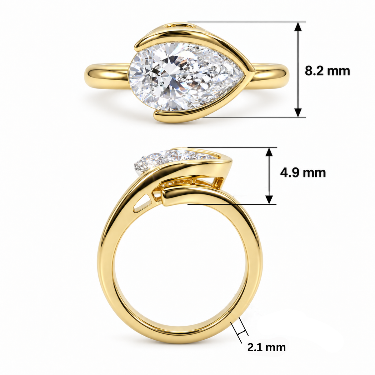 Liquid Pear Solitaire Lab Grown Diamond Ring
