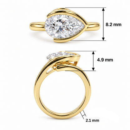Liquid Pear Solitaire Lab Grown Diamond Ring