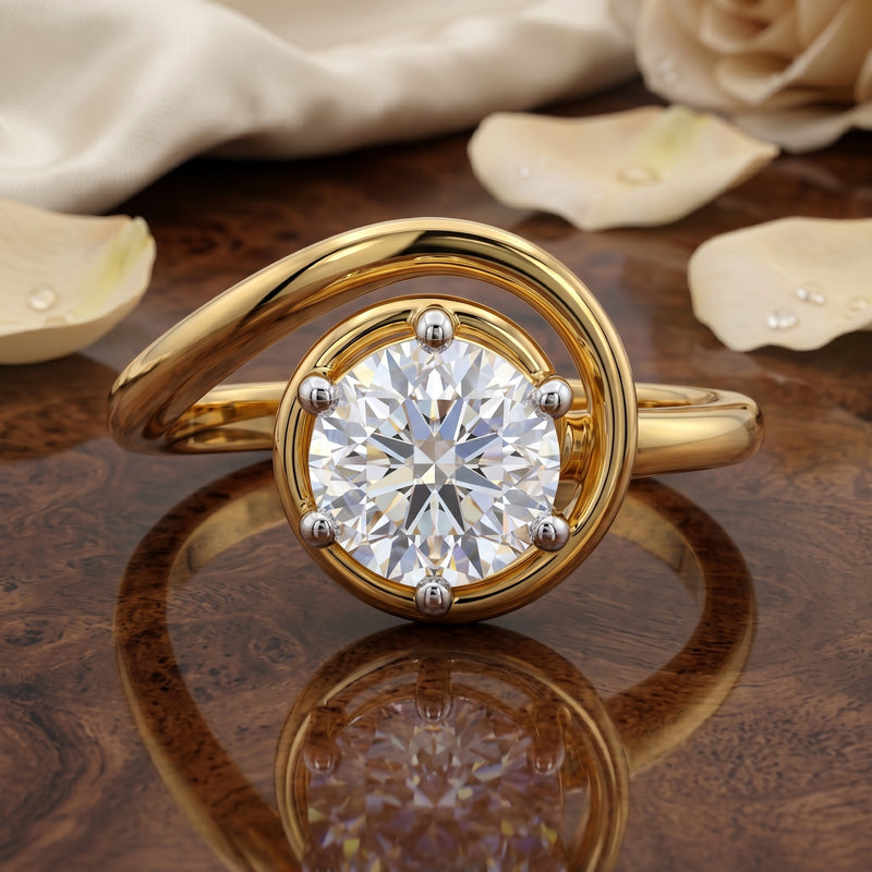 Halo Comet Solitaire Lab Grown Diamond Ring