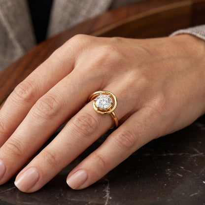Halo Comet Solitaire Lab Grown Diamond Ring