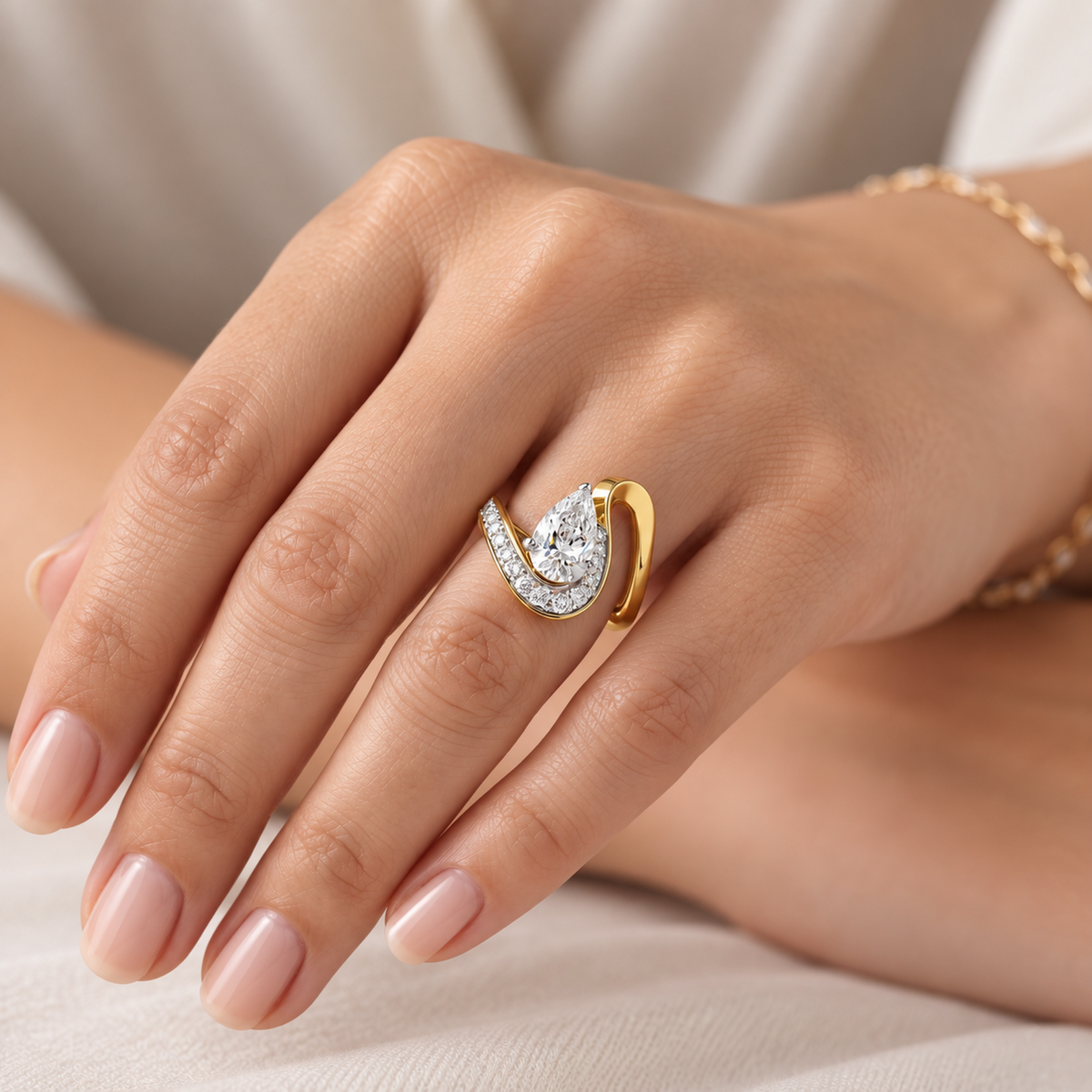 Tear Drop Solitaire Lab Grown Diamond Ring