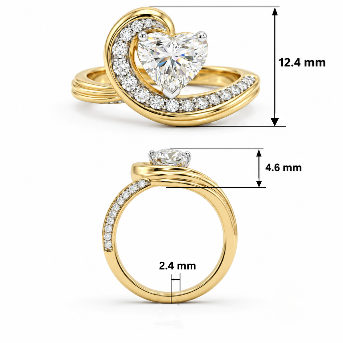 Cresting Heart Solitaire Lab Grown Diamond Ring