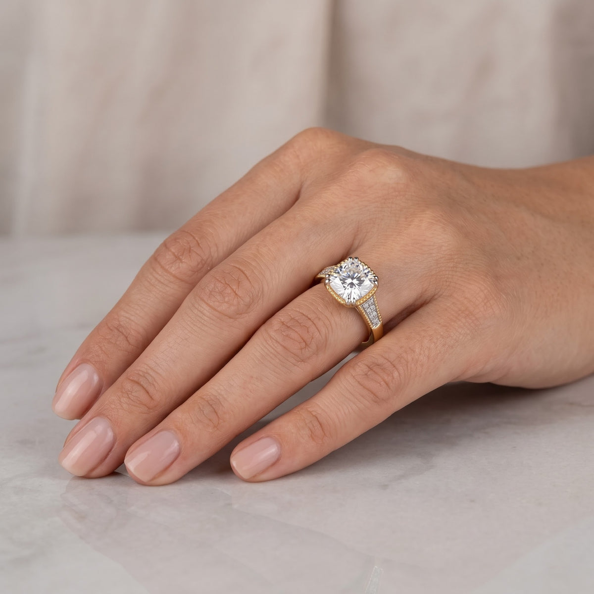 Velmira Cushion Solitaire Lab Grown Diamond Ring