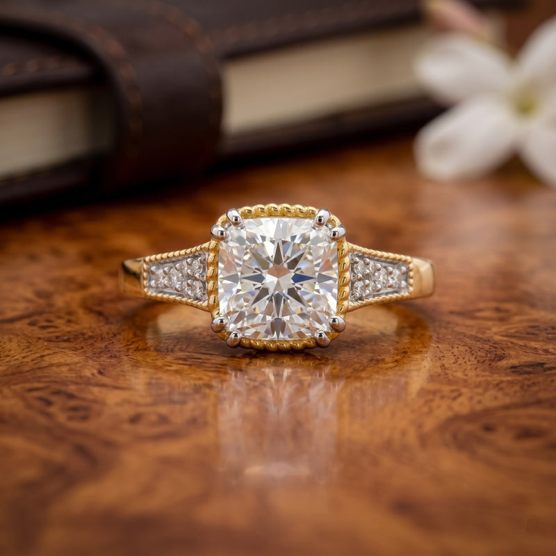 Velmira Cushion Solitaire Lab Grown Diamond Ring