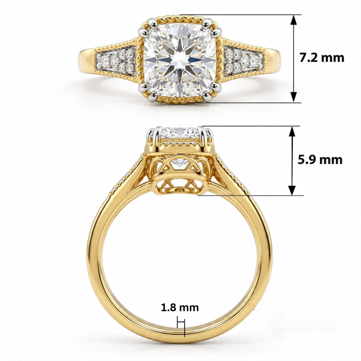 Velmira Cushion Solitaire Lab Grown Diamond Ring