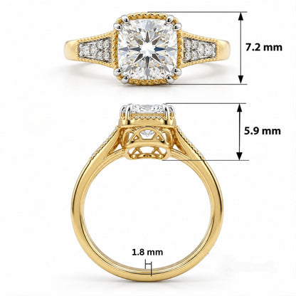 Velmira Cushion Solitaire Lab Grown Diamond Ring