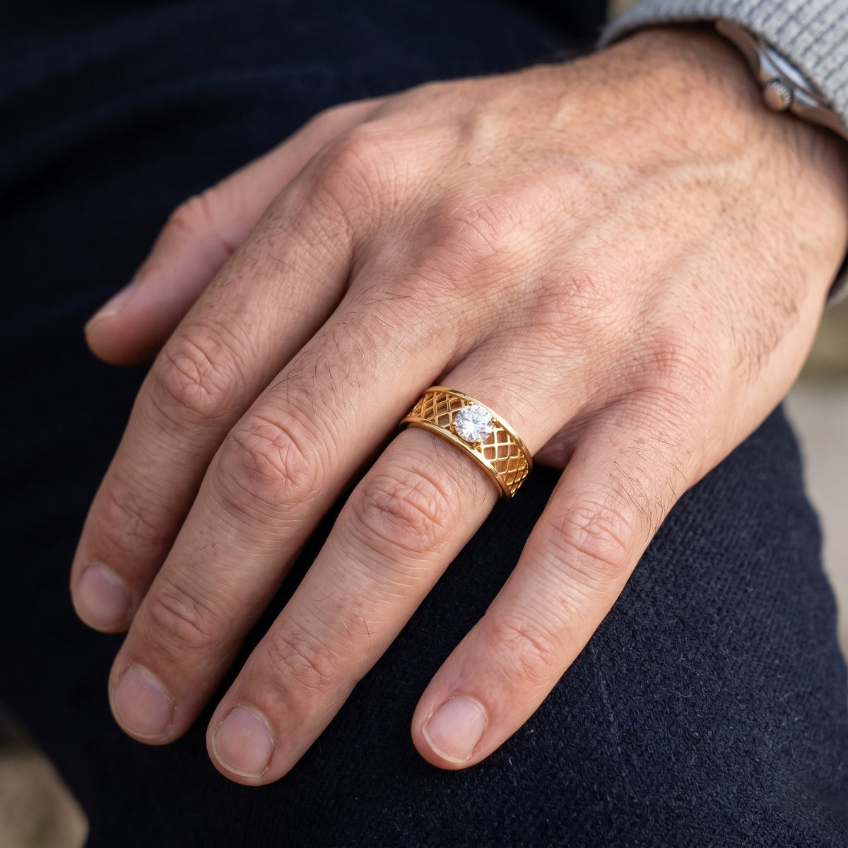Aurevon Grid Lab Grown Diamond Ring
