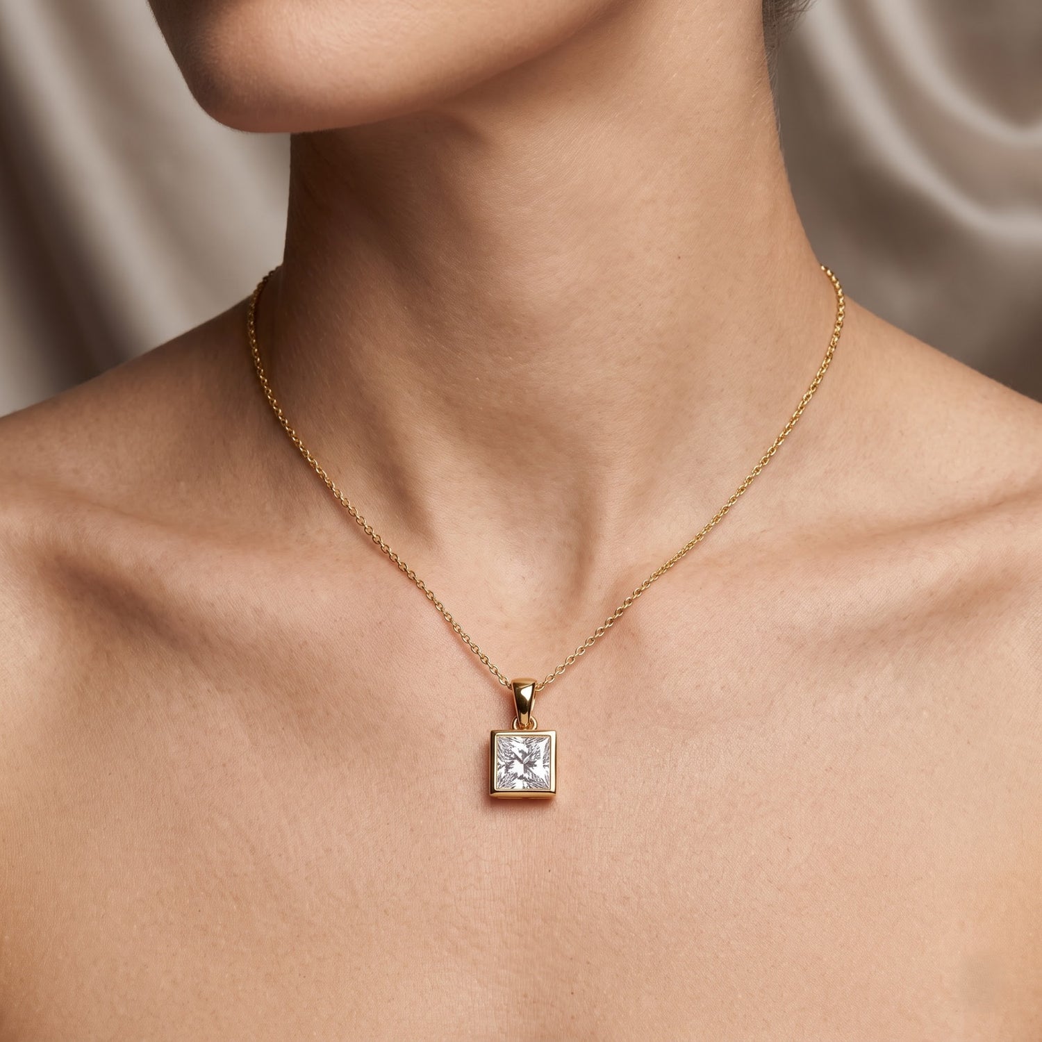 Iconic Princess Solitaire Lab Grown Diamond Pendant
