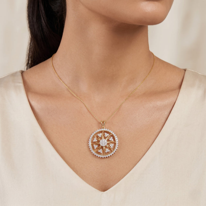 Luminous Sunwheel Lab Grown Diamond Pendant