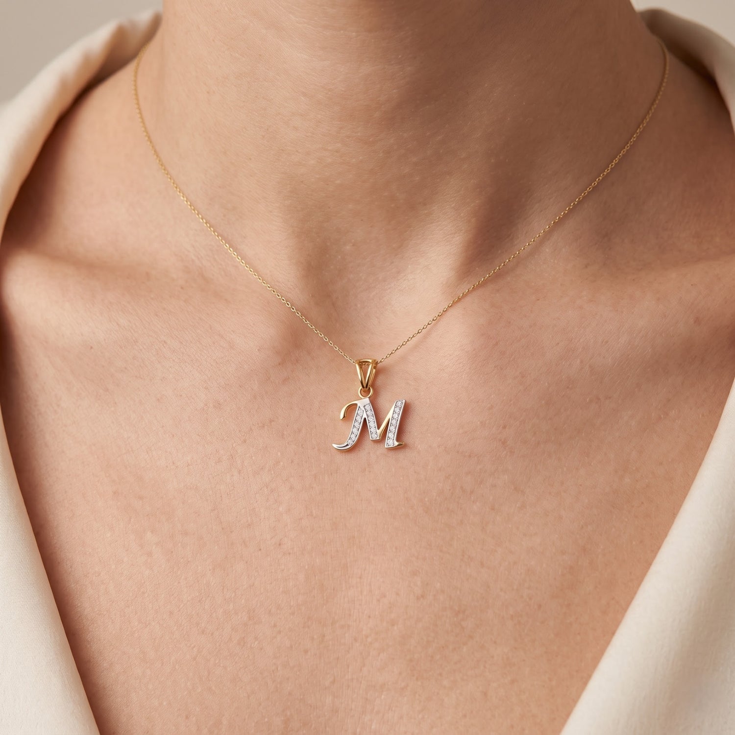 M-Initial Lab Grown Diamond Pendant