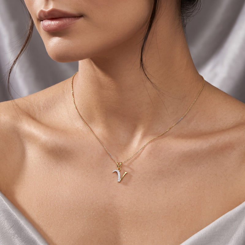 V-Initial Lab Grown Diamond Pendant