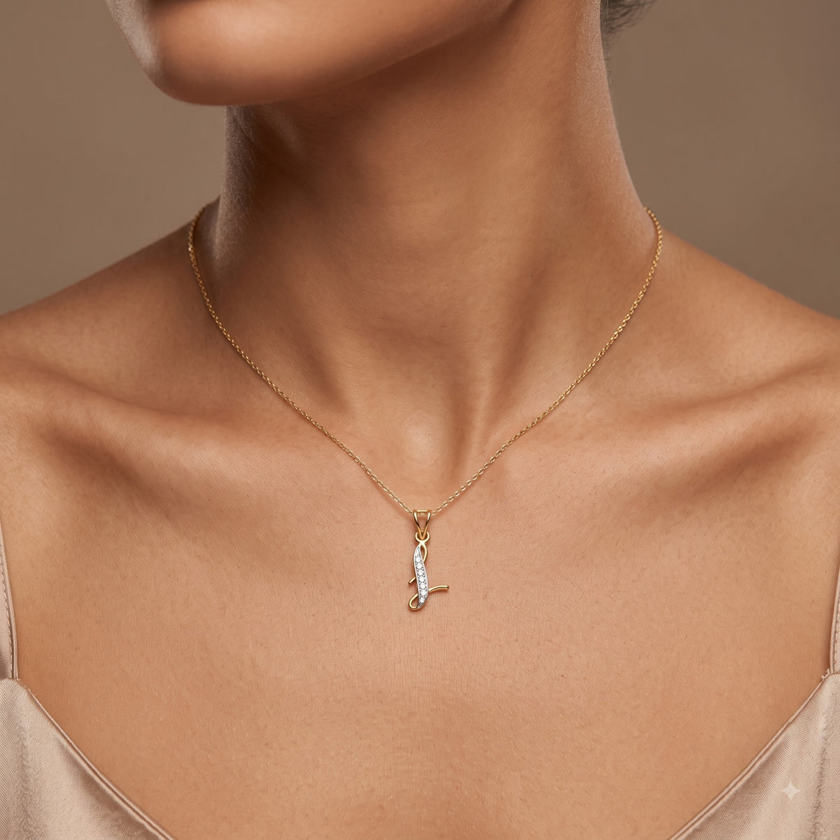 L-Initial Lab Grown Diamond Pendant