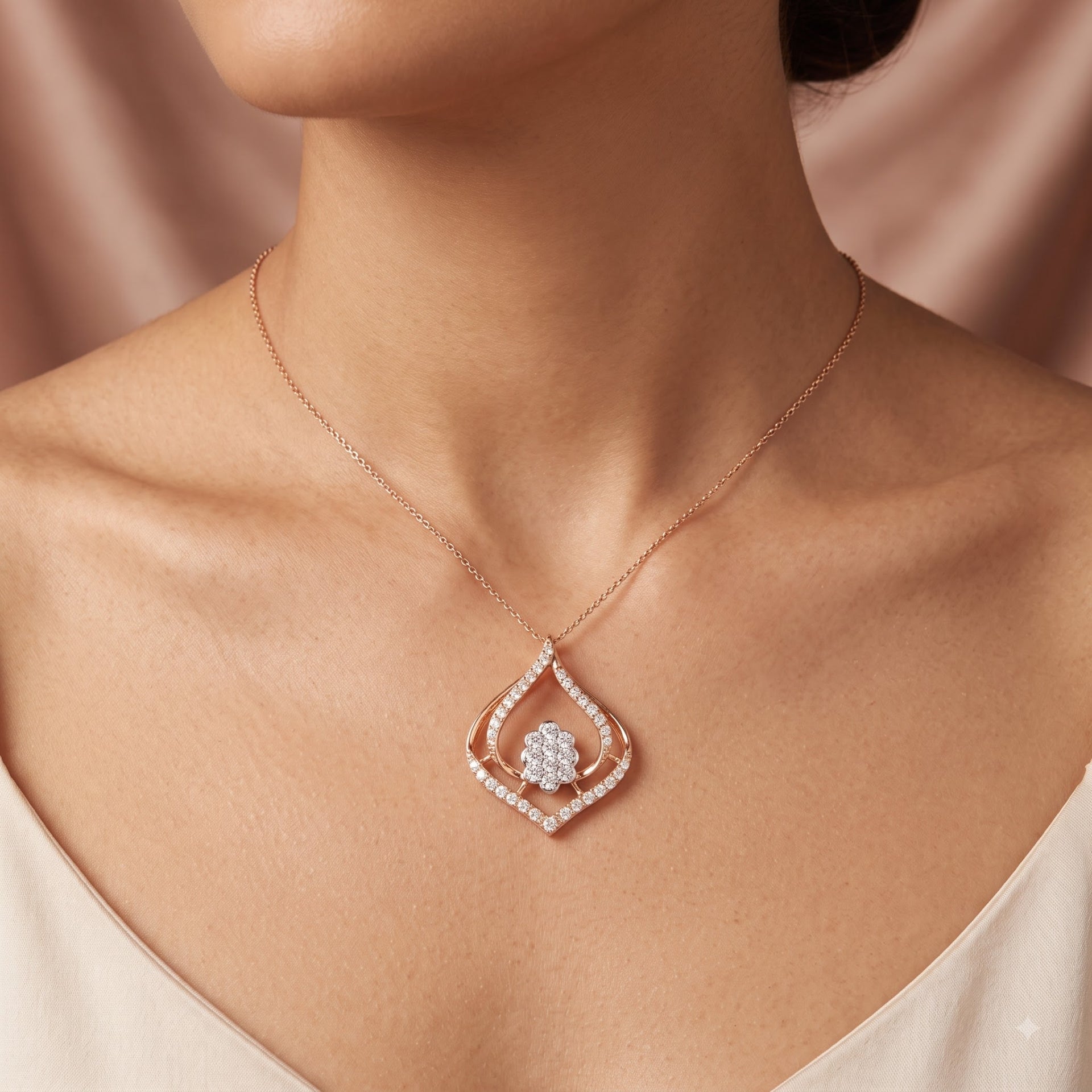 Shimmering Shrine Petal Lab Grown Diamond Pendant