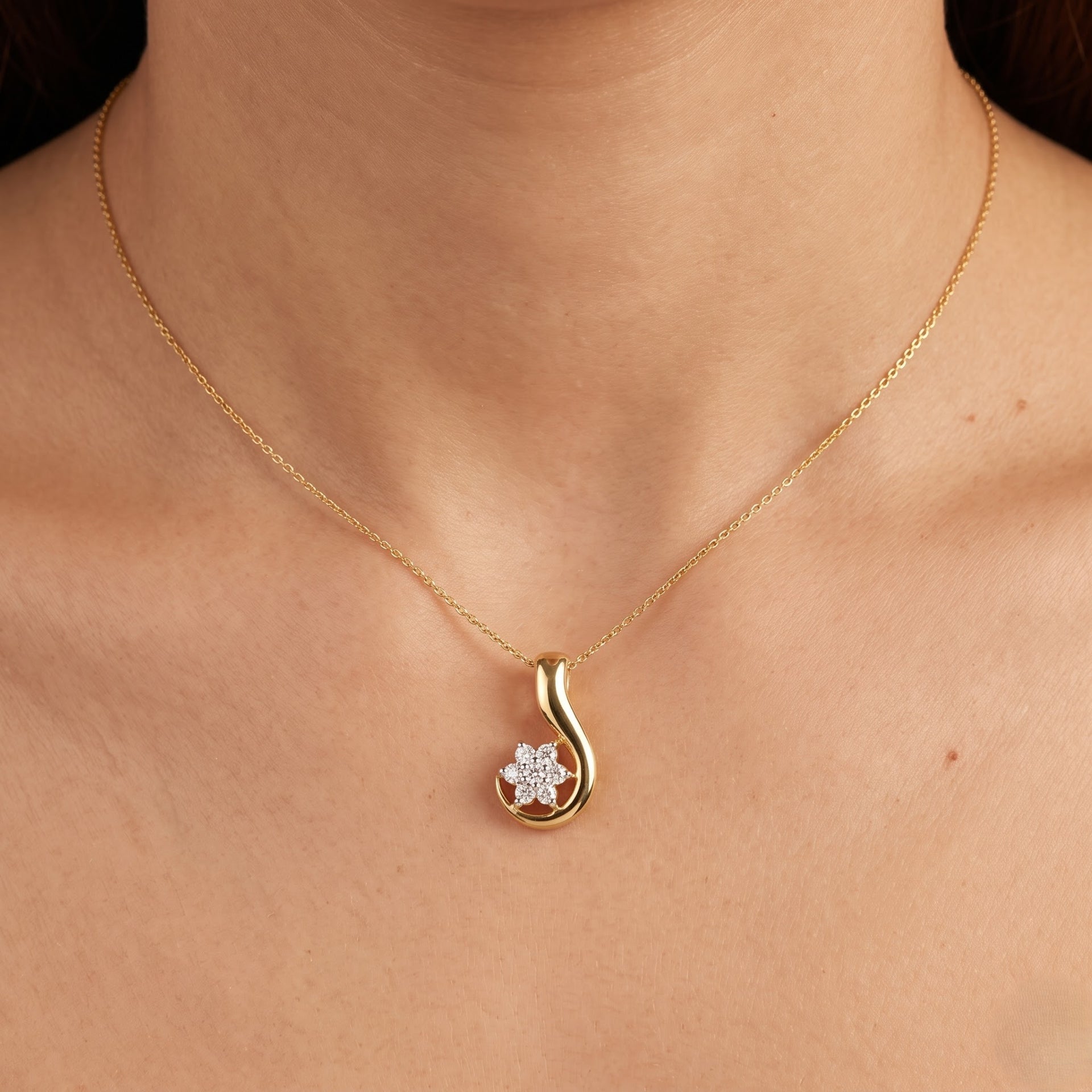 Radiant Curl Flora Lab Grown Diamond Pendant
