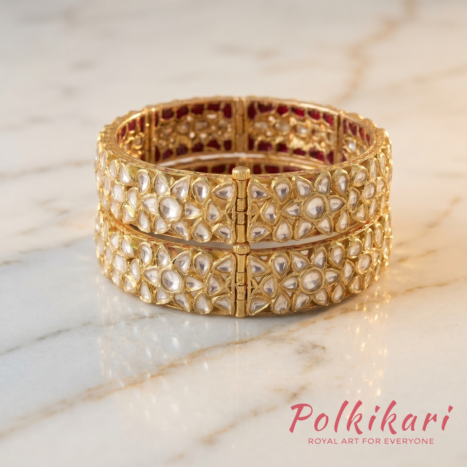 Lattice Glow Lab Grown Polki Bangles (Pair)