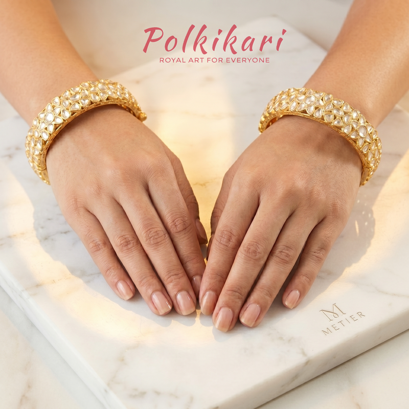 Lattice Glow Lab Grown Polki Bangles (Pair)