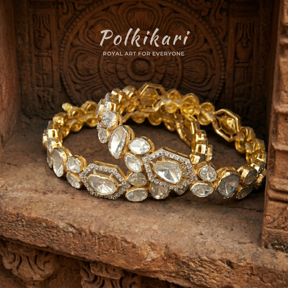 Modern Mosaic Lab Grown Polki Bangles (Pair)