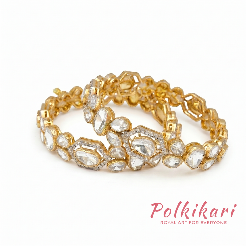 Modern Mosaic Lab Grown Polki Bangles (Pair)
