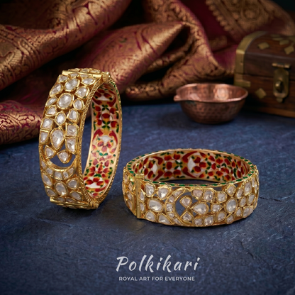 Gilded Blossom Lab Grown Polki Bangles (Pair)