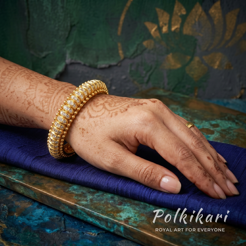 Rhythmic Radiance Lab Grown Polki Bangles (Pair)