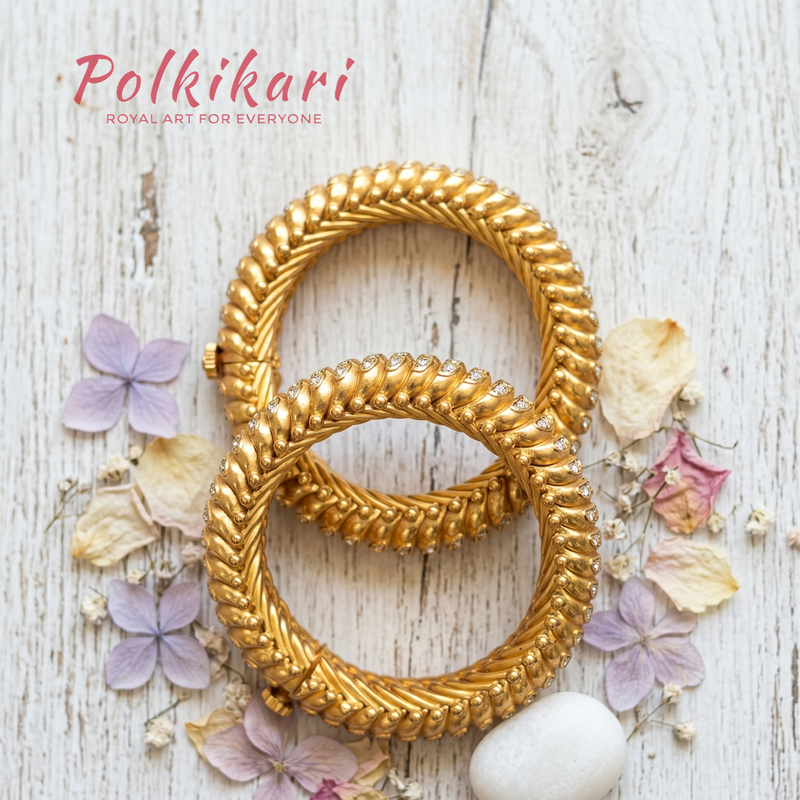 Rhythmic Radiance Lab Grown Polki Bangles (Pair)
