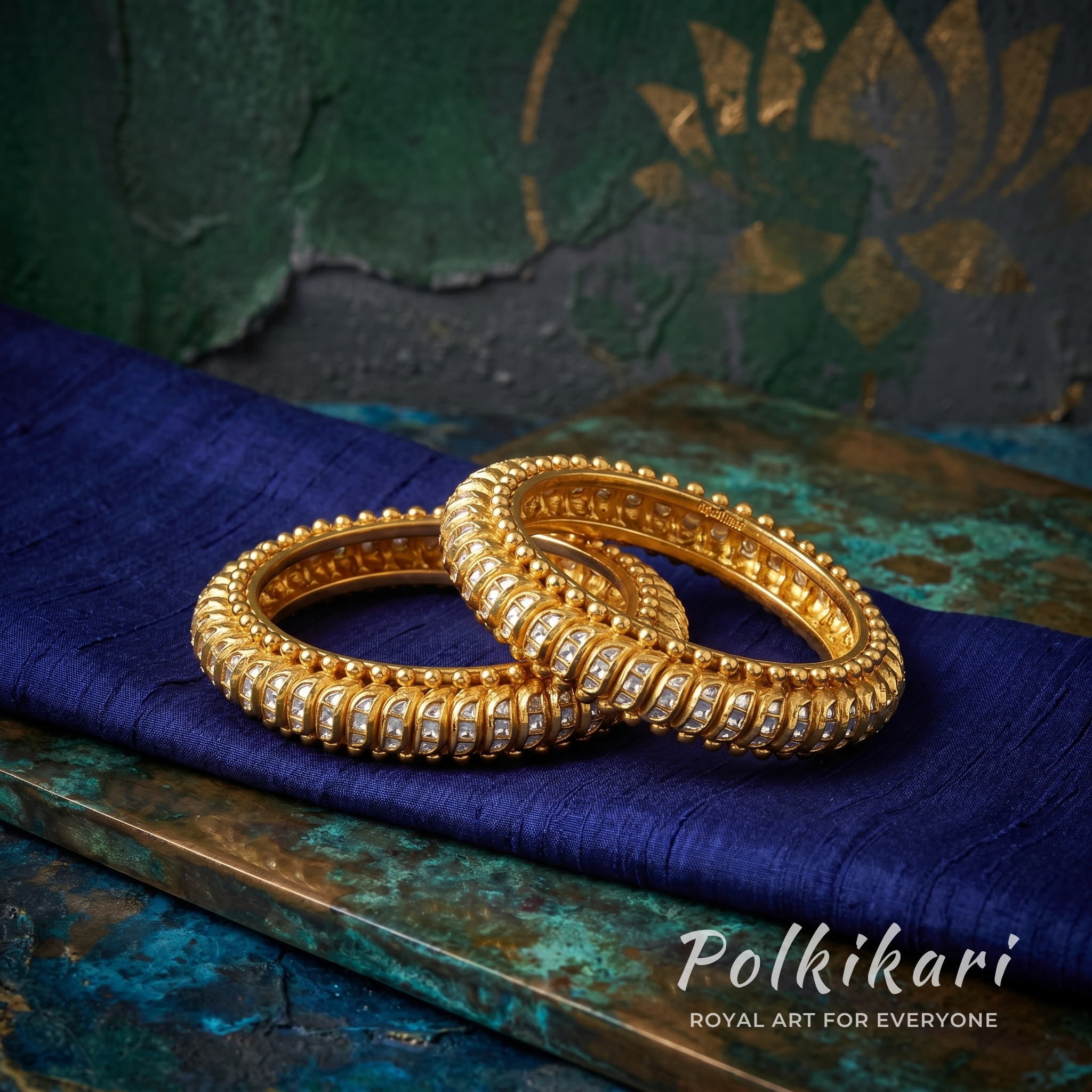 Rhythmic Radiance Lab Grown Polki Bangles (Pair)